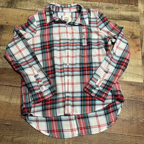 SO Women's Plaid Button Down Shirt - Red, Blue, White - Picture 1 of 4